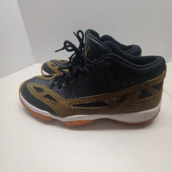 Air Jordan Jumpman Team J Low Size 11 Black Gold Snakeskin Retro Basketball Shoe